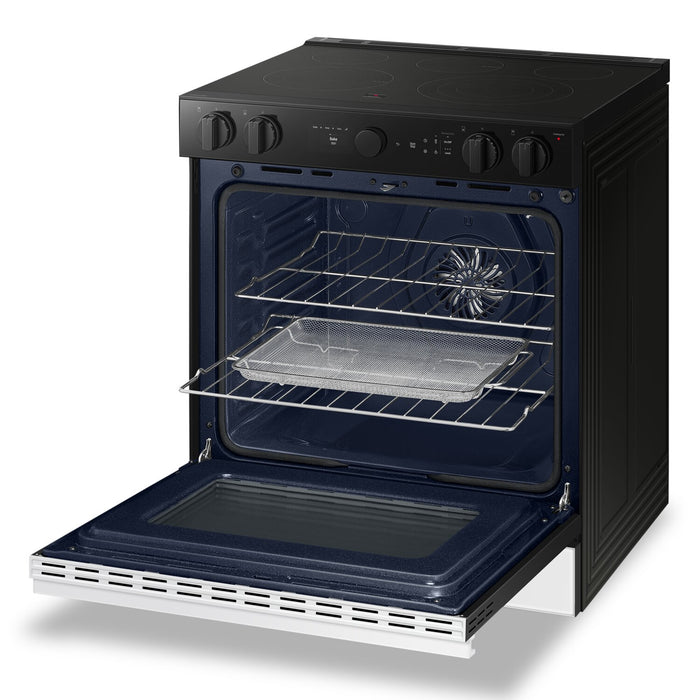 Samsung 6.3 Cu. Ft. Smart Electric Slide In Range with Air Fry and Air Sous Vide - White Glass - NSE6DB850012AC