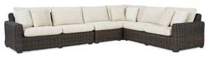 Halifax 4-Piece Outdoor Patio Set with 2 Loveseats, Armless & Corner Chairs, UV & Weather Resistant - Beige/Brown