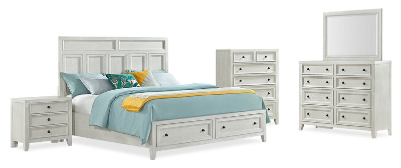 Casa Bedside 3-Drawer Nightstand with USB Port, 27\"W x 26.5\"H, Wood - White