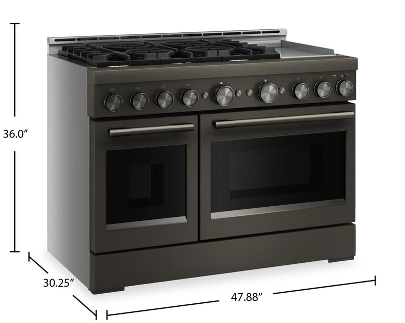 KitchenAid 6.3 Cu. Ft. 6 Burner Commercial-Style Gas Range – Black Ore - KFGD948SBE