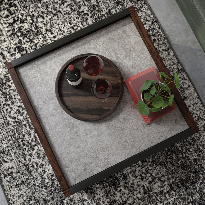 Benson 31” Modern Coffee Table with Storage - Dark Brown and Grey