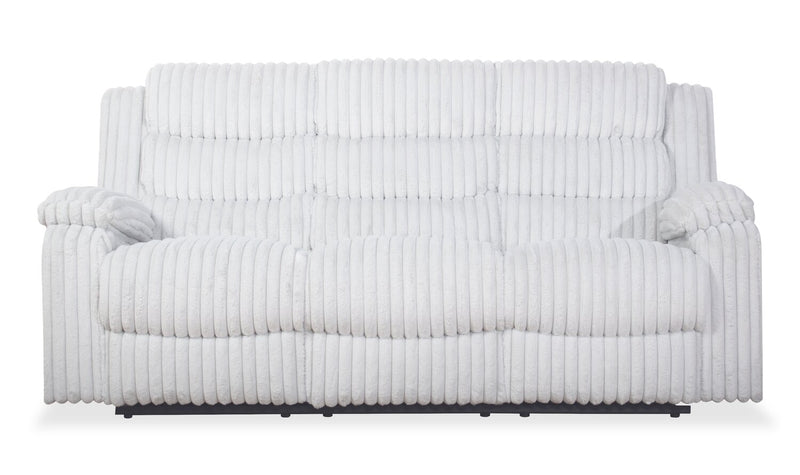 Bryson 82.5\" Faux Fur Fabric Reclining Sofa - Mist Grey