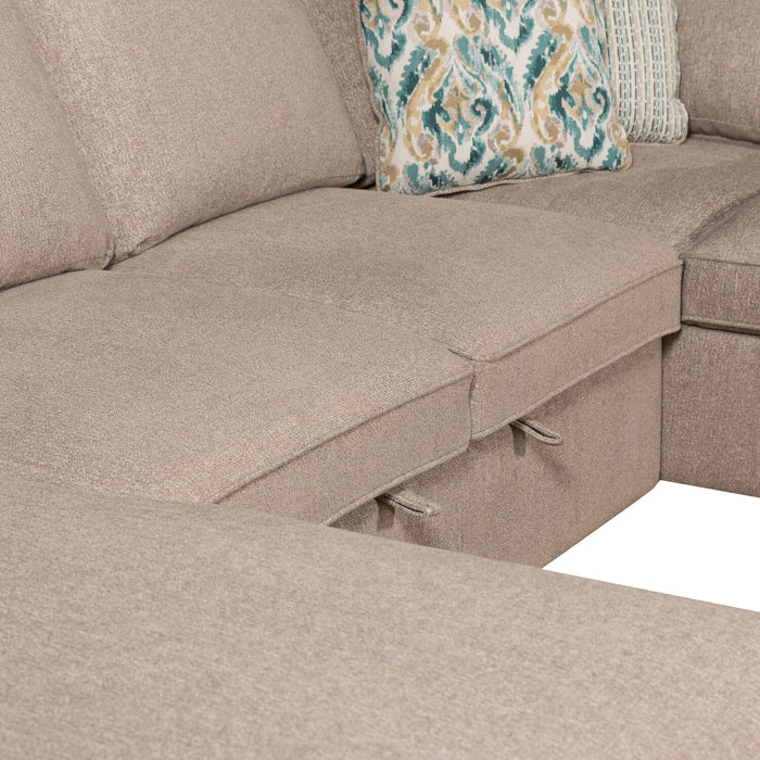 Scott Living Haven 4-Piece Left-Facing Chenille Fabric Sleeper Sectional with Storage Chaise - Taupe