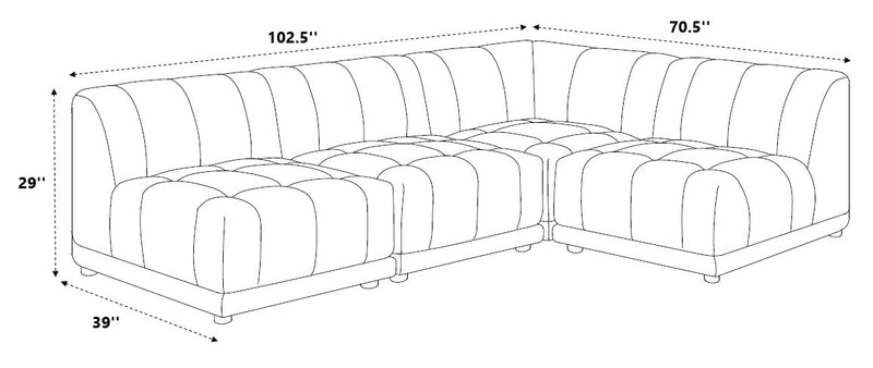 Oaklyn Modular 4-Piece Fabric Sectional with Tufted Seat Cushions - Beige
