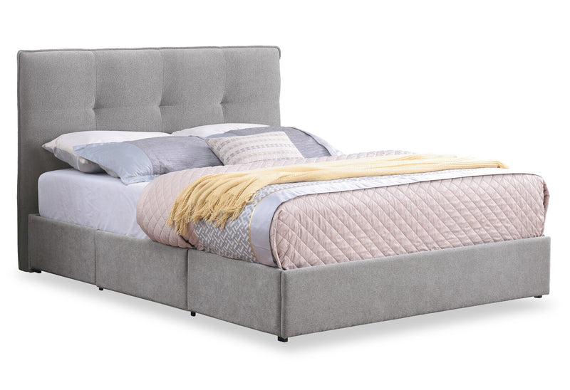 Amos Upholstered Headboard in Grey Fabric, Tufted - Queen Size