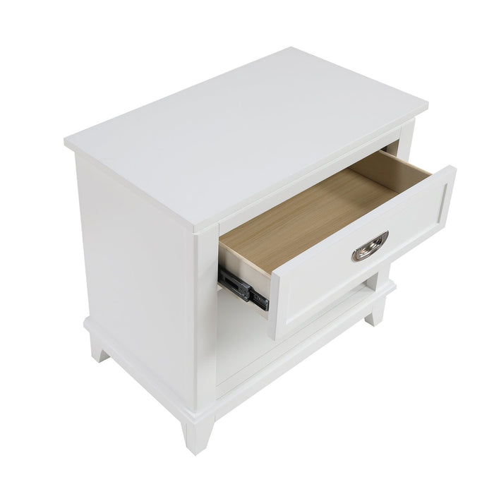 Quinn Bedside 1-Drawer Nightstand with Shelf, 24\"W x 26\"H - White