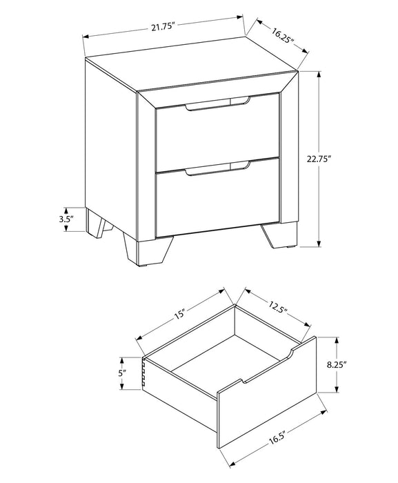 Elite Bedside 2-Drawer Nightstand, 22\"W x 23\"H - White