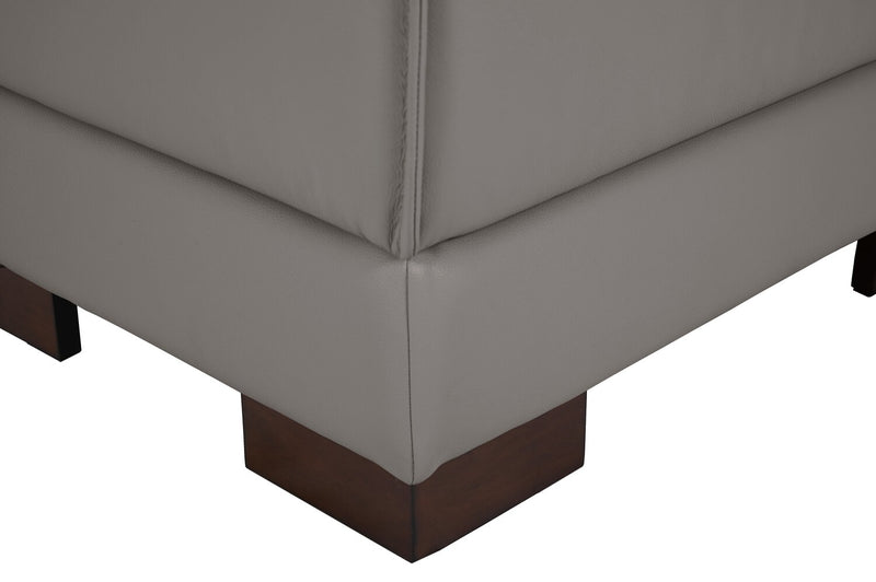 Citadel 3-Piece Right-Facing Top-Grain Genuine Leather Sectional with Wood Legs - Grey