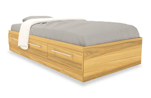 Riley Mates Bed with 3-Drawer Storage for Kids, Made in Canada, Natural - Twin Size