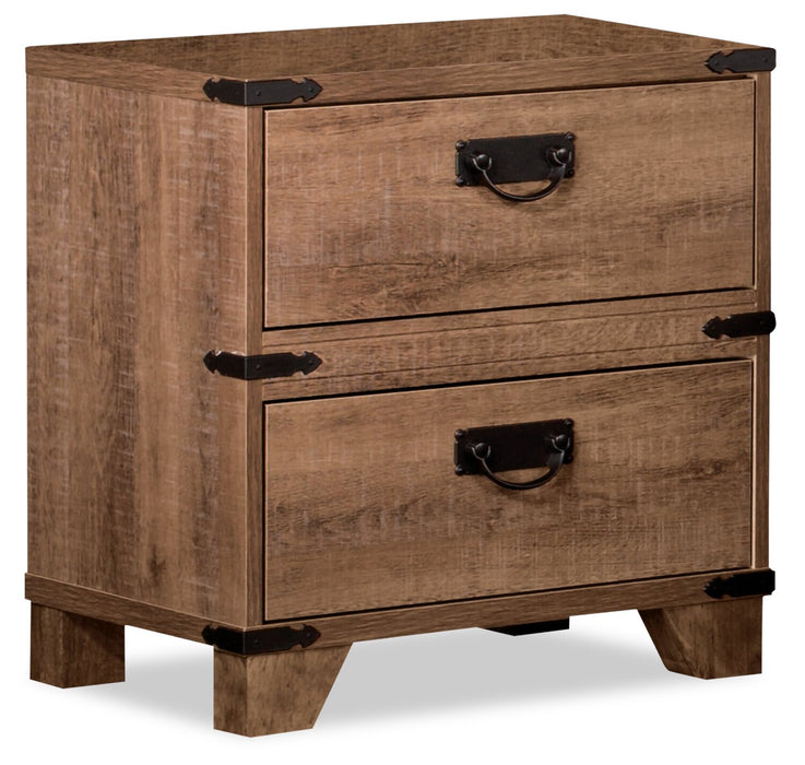 Driftwood Mates Bed 6pc Set with Storage Headboard, Dresser, Mirror & Nightstand, Brown - Twin Size