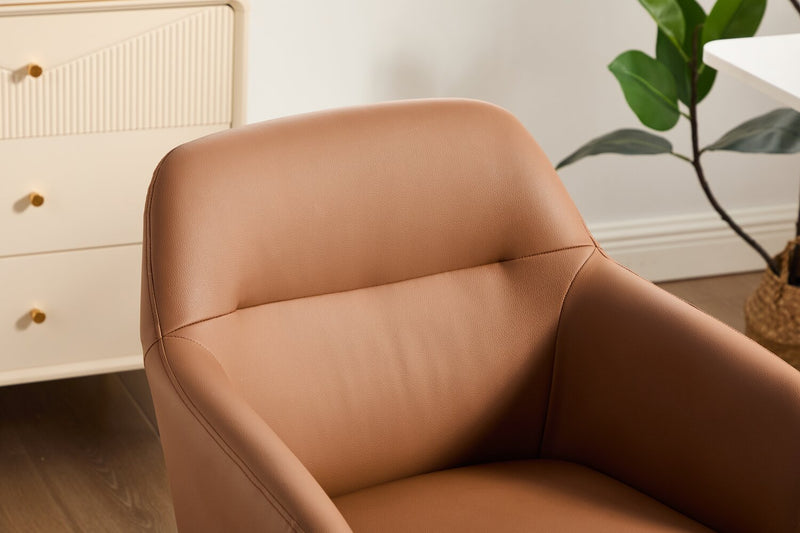 Stevie 23\" Swivel Leather-Like Office Chair with Adjustable Height – Dark Brown