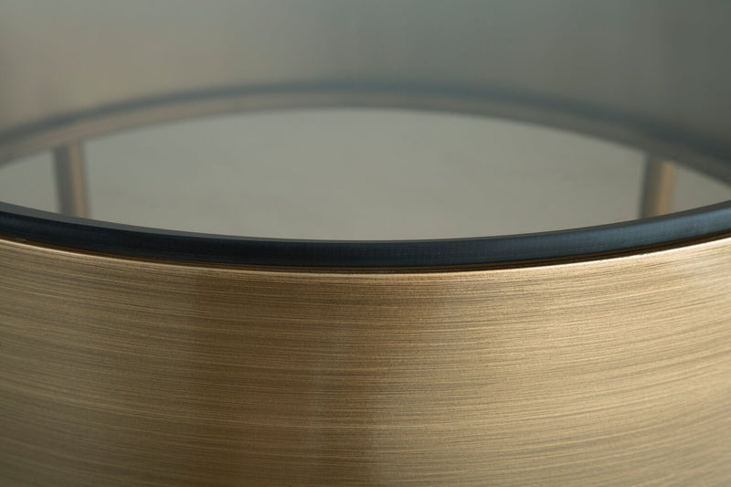 Sylvia 36” Modern 3-Pack Round Coffee + 2 End Tables - Brushed Brass