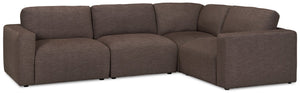 Lotus 4-Piece Chenille Modular Sectional - Coffee