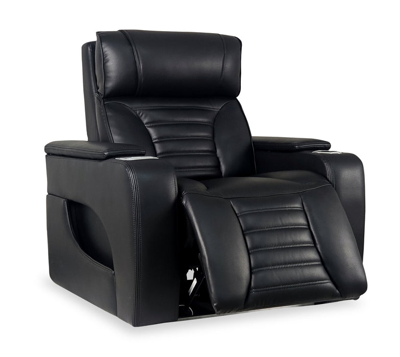 Zen 40\" Faux Leather Power Reclining Massage Chair with Power Headrest and Heated Seat - Black