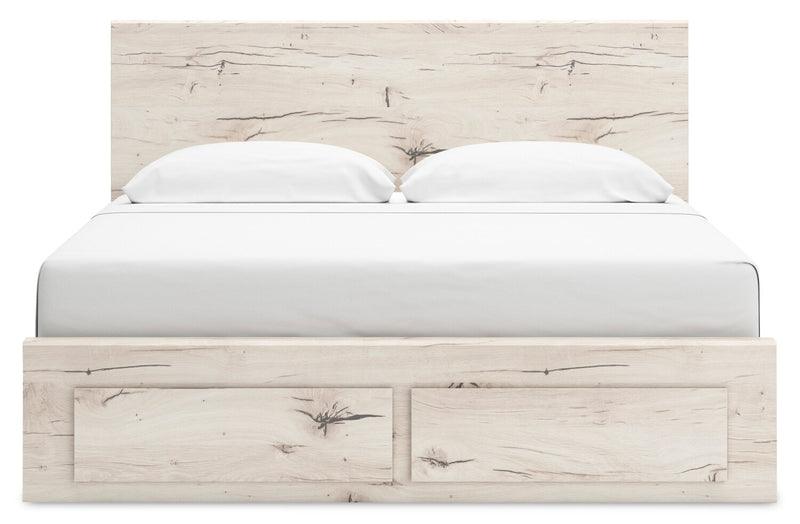 Derekson 6pc Bedroom Set with Storage Bed, Dresser, Mirror & Nightstand, Rustic White - King Size
