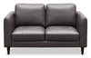 Erin 56\" Leather-Look Fabric Loveseat with Tufted Seat Cushions - Grey