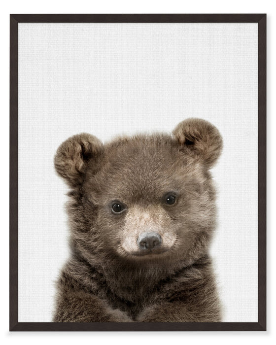 Baby Bear Framed Artwork with a Stucco Finish – 17\" x 21\"