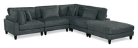 Lounge 5-Piece Chenille Modular Sectional with Ottoman – Grey 