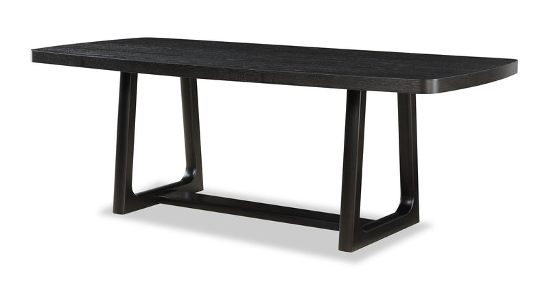 Alma 7pc Dining Set with Table & 6 Chairs, Trestle Base, 86\"W - Charcoal Black & White