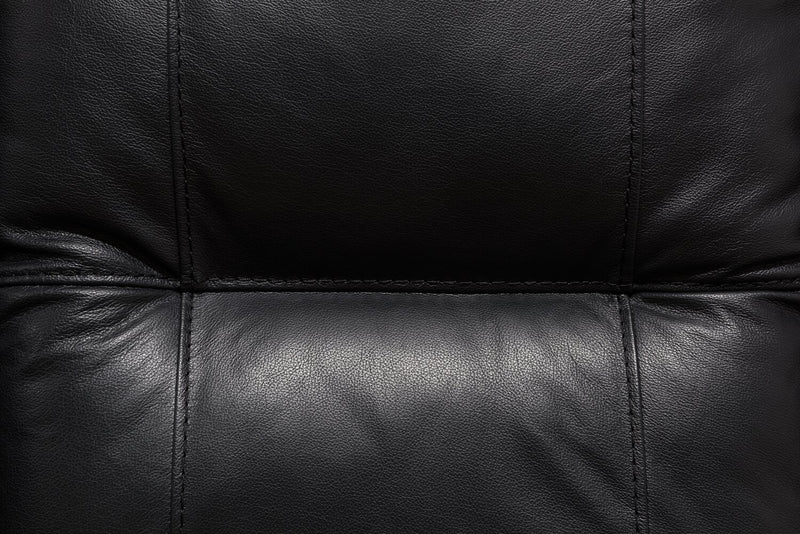 Made in Canada Dawson 87\" Genuine Leather Power Reclining Sofa with USB Port and Accent Pillows - Black