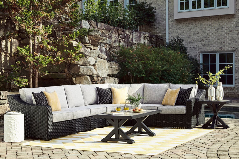 Jasper Outdoor Patio Armless Chair - Resin Wicker, Nuvella Fabric, UV & Weather Resistant - Grey/Black