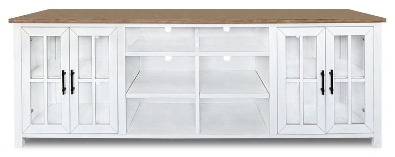 Sterling 95.83\" Modern TV Stand with Storage and Cable Management for TVs up to 100\" – Brown & White