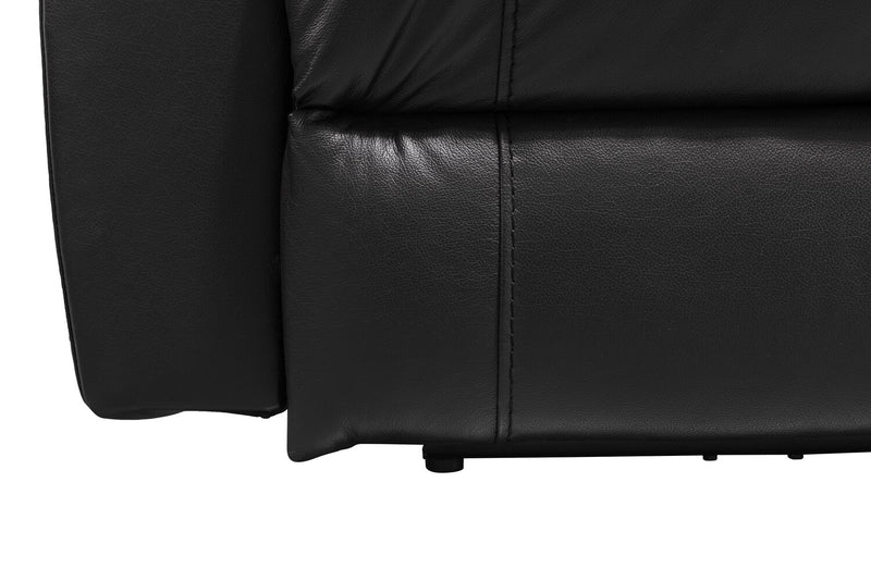 Made in Canada Dawson 87\" Genuine Leather Power Reclining Sofa with USB Port and Accent Pillows - Black