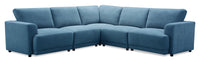 Voyage Modular 5-Piece Fabric Sectional with Removable Back Cushions – Blue 