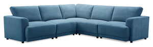 Voyage Modular 5-Piece Fabric Sectional with Removable Back Cushions – Blue