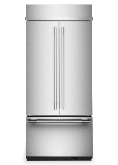KitchenAid 36" 20.8 Cu. Ft. French Door Bottom Mount Refrigerator - Stainless Steel - KBFN536SPS | Réfrigérateur KitchenAid de 20,8 pi3 et de 36 po à portes françaises à congélateur inférieur - acier inoxydable - KBFN536SPS