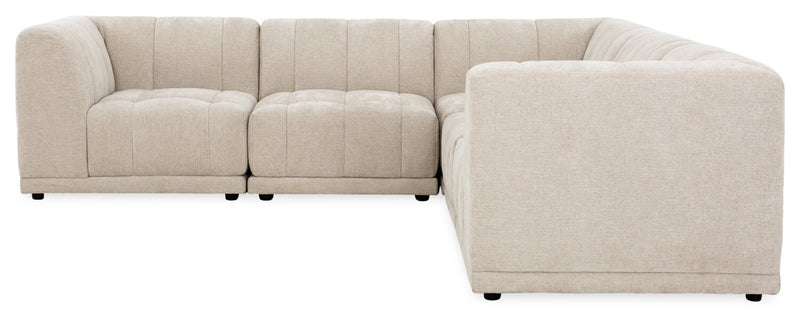 Oaklyn Modular 5-Piece Fabric Sectional with Tufted Seat Cushions - Beige