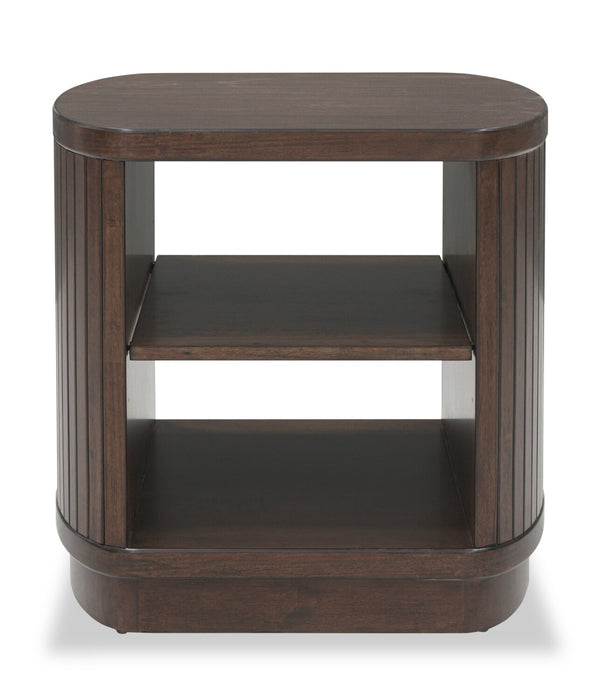 Vernon 25” Modern Solid Wood End Table with 2 Shelves - Dark Brown