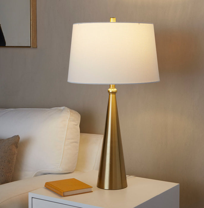 Alison 30\" Metal Table Lamp with White Linen - Gold