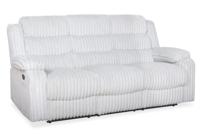 Bryson 82.5\" Faux Fur Fabric Reclining Sofa - Mist Grey