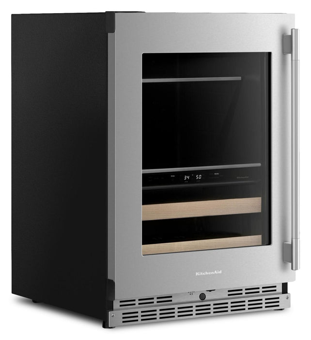 KitchenAid 24\" Beverage Centre with Wood-Front Racks – PrintShield™ Stainless Steel - KUBL524SPS