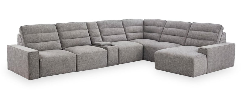 Shaquille O’Neal Home Prestige 7-Piece Right-Facing Sectional with Power Reclining and Power Sliding – Grey