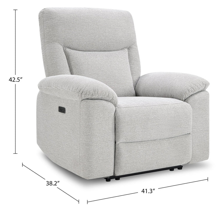 Spencer 41.3\" Chenille Fabric Power Reclining Chair - Grey