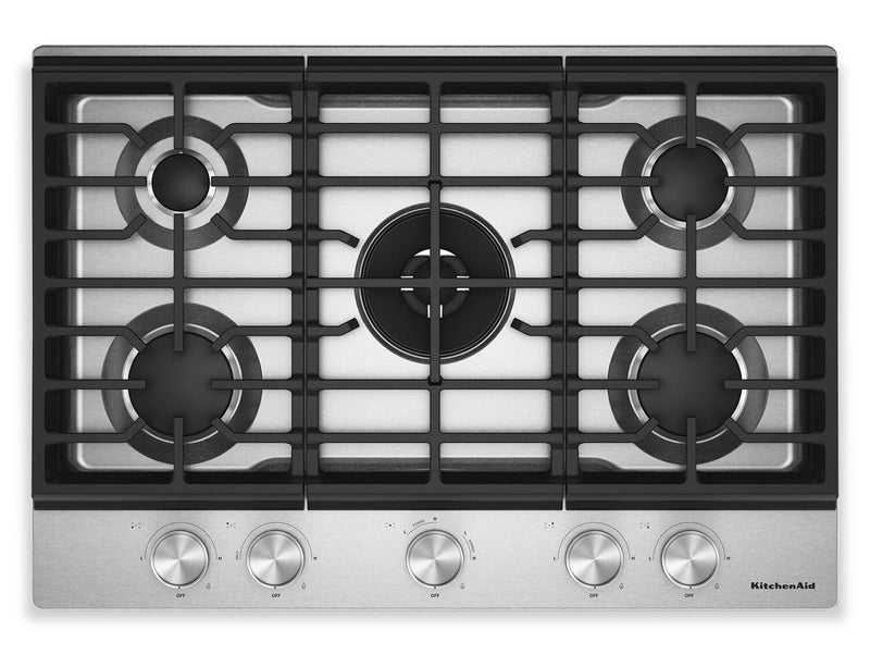 KitchenAid 30\" Gas-on-Metal Cooktop with Integrated Wok Grates – Stainless Steel - KCGK530SSS
