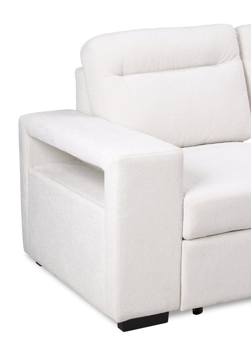 Primo Coast 3-Piece Right-Facing Ivory White Fabric Sleeper Sectional with Storage Chaise and Storage Armrest