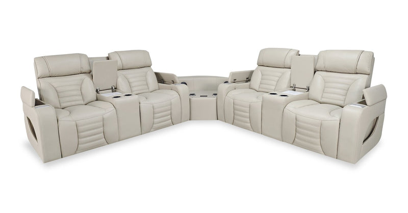 Zen 3-Piece Faux Leather Power Reclining Sectional with Massage and Two Refrigerator Consoles - Apricot