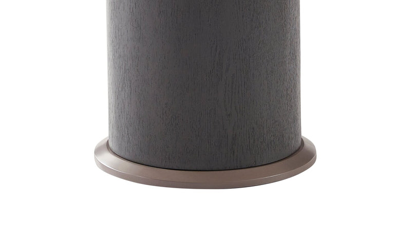 Circa 23.6\" Modern Round End Table - Amber Tempered Glass and Black Wood