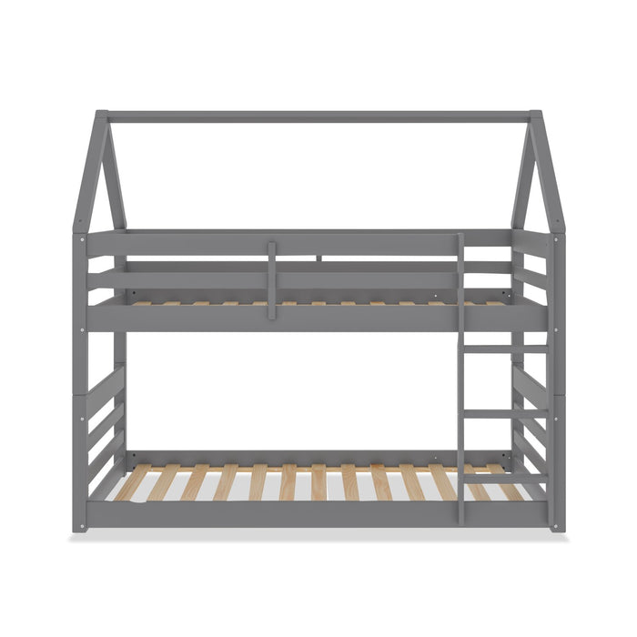 Gemma Twin Over Twin House Bunk Bed - Grey
