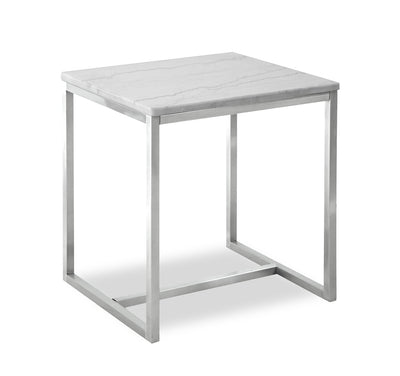 Sampson 20" Modern Marble End Table - White | Table de bout moderne Sampson en marbre de 20 po - blanc