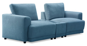 Voyage Modular 3-Piece Fabric Sectional with Console and Removable Back Cushions – Blue