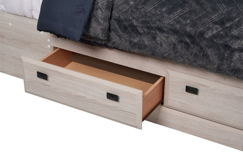 Yorkdale 5pc Bedroom Set with 6-Drawer Storage Bed, Dresser & Mirror, White - Full Size