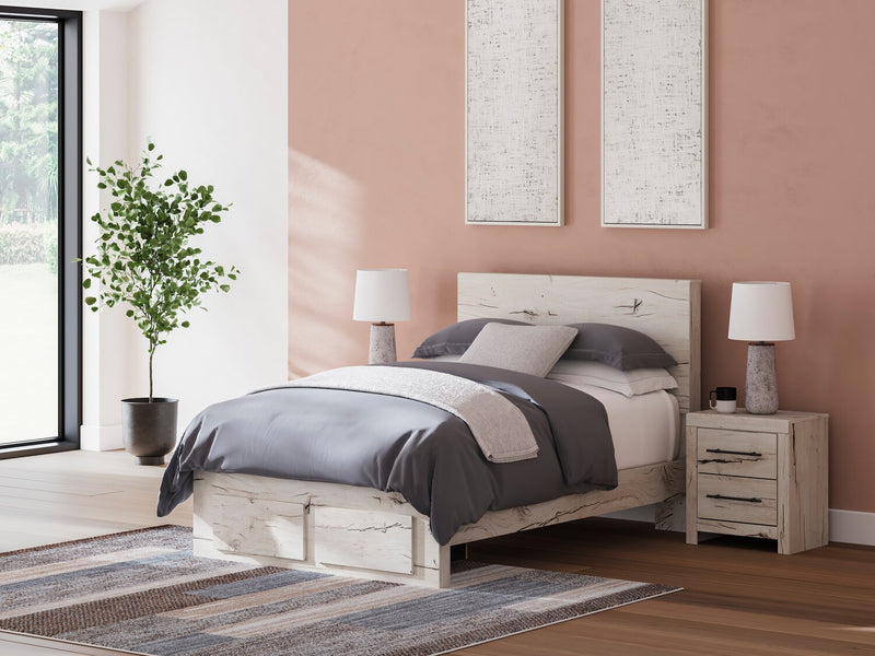 Derekson Storage Bed with 2 Built-In Footboard Drawers, Rustic White - Full Size