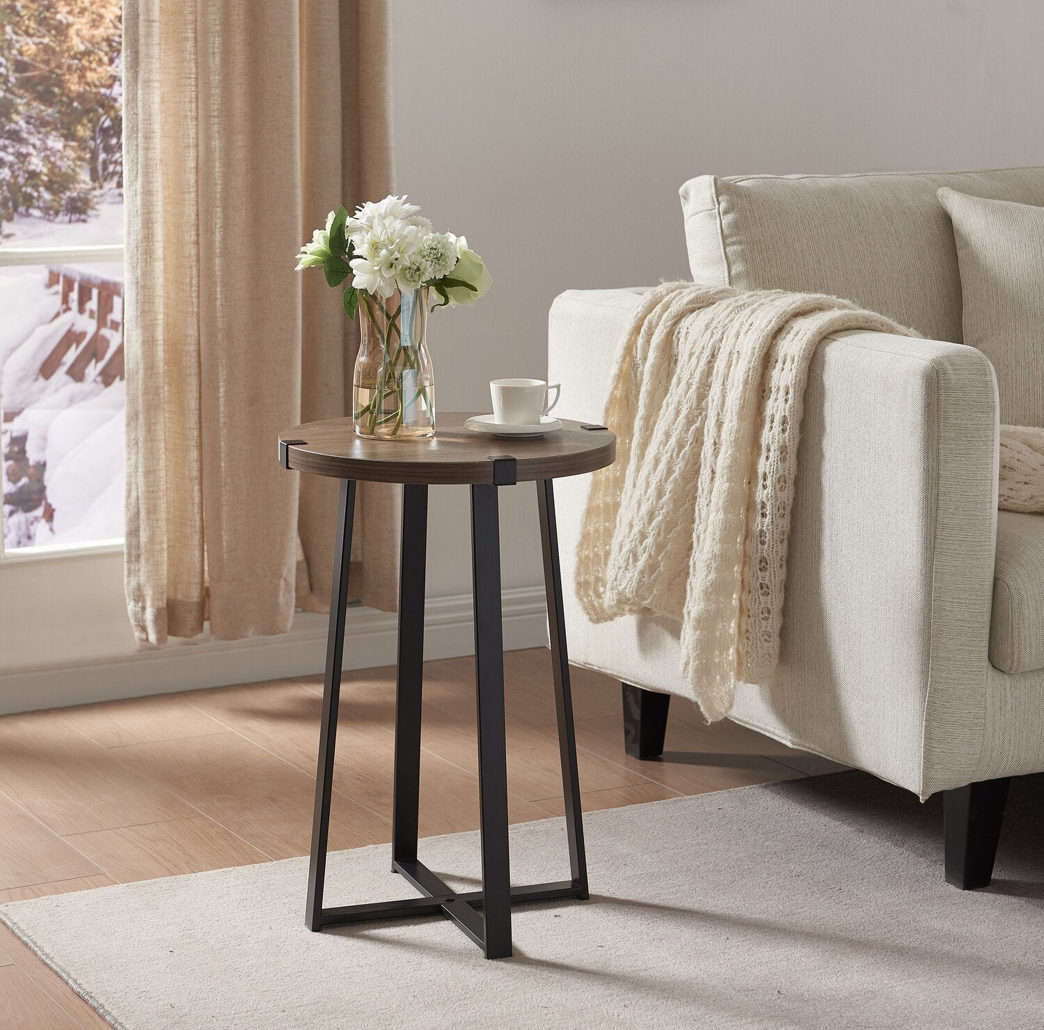 Pauly 15 Chairside Table with Wood Look Tabletop Hazelnut