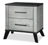 Blake Bedside 2-Drawer Nightstand, 24\"W x 22\"H - Grey & Black