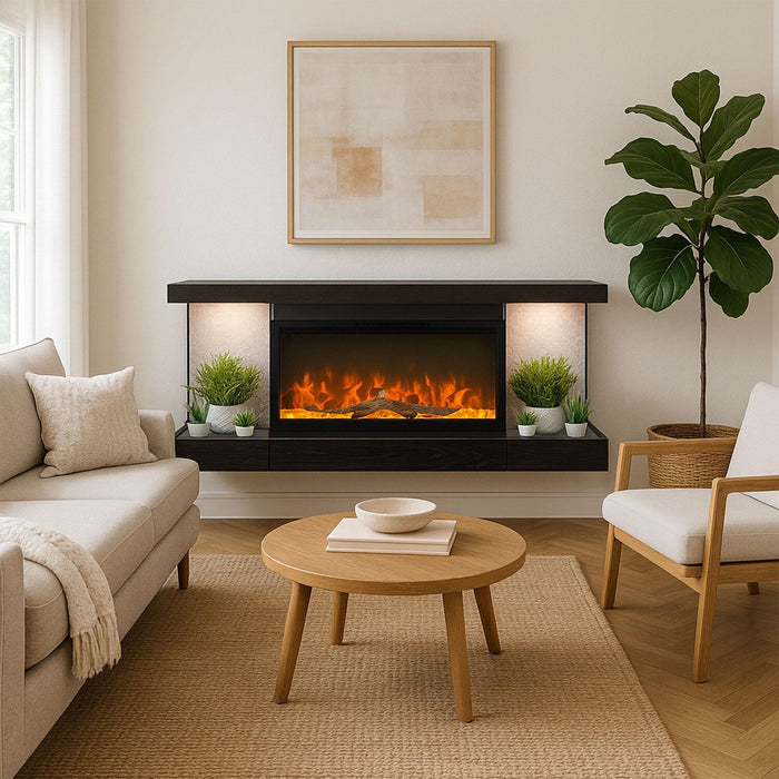 Summit 48\" Electric Fireplace with Wall-mount Mantel – Brown 