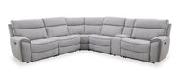 Cindy Crawford Home Newport 6-Piece Faux Suede Power Reclining Sectional with Armless Reclining Chair - Grey 